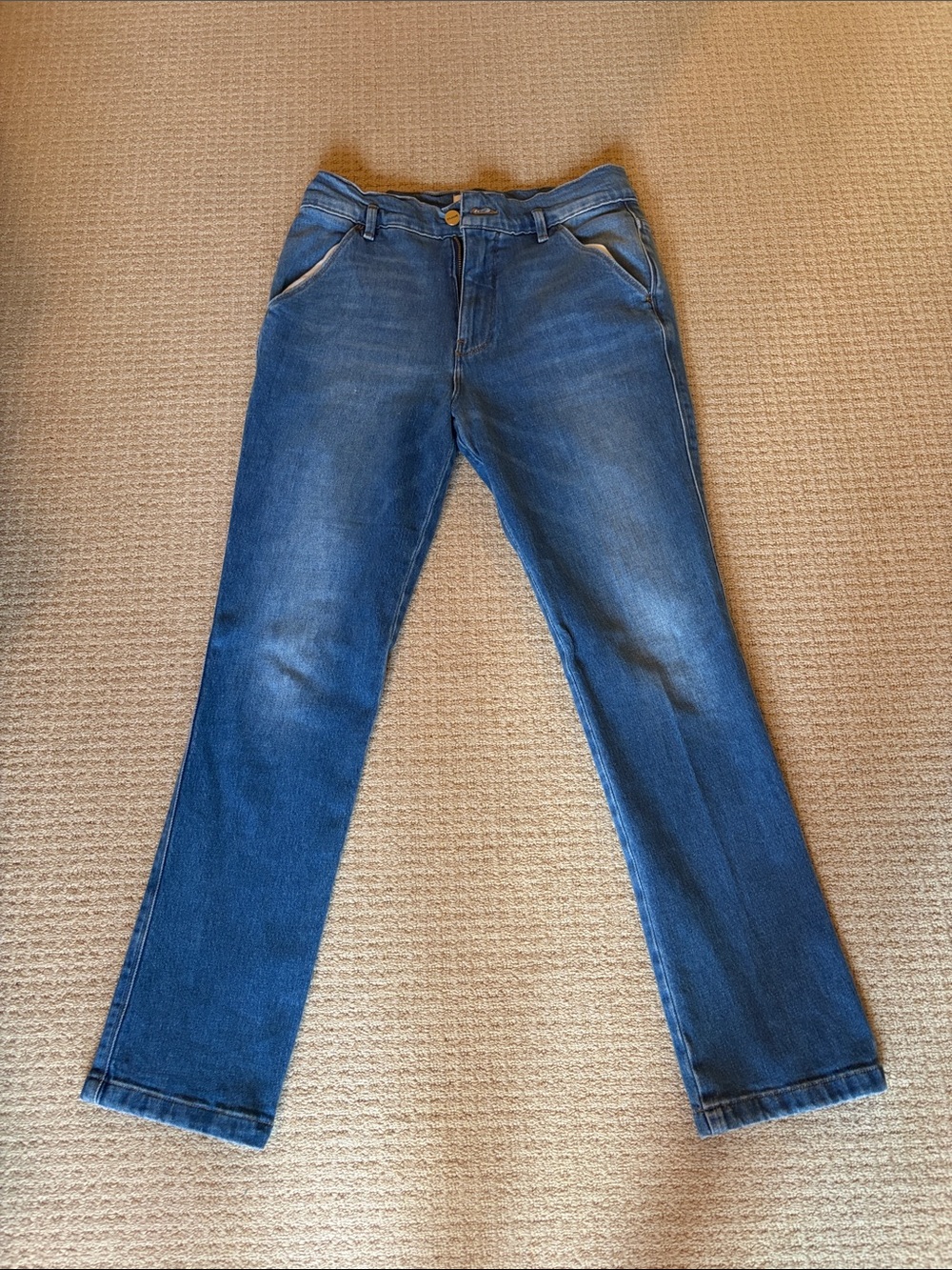 Frame Denim Straight-Leg Blue Jeans